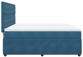 vidaXL Κρεβάτι Boxspring με Στρώμα Σκούρο Μπλε 180x200 εκ. Βελούδινο