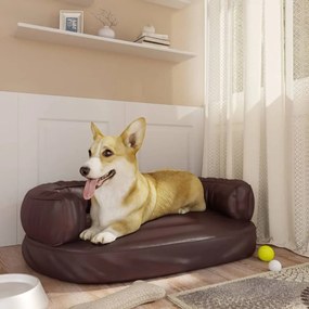 Εργονομικό Κρεβάτι Σκύλου Καφέ 60 x 42 εκ. από Συνθετικό Δέρμα - Καφέ