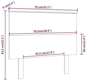 Κεφαλάρι Κρεβατιού Μαύρο 79 x 6 x 82,5 εκ. Μασίφ Ξύλο Πεύκου - Μαύρο