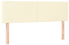 vidaXL Κρεβάτι Boxspring με Στρώμα Κρεμ 140x190εκ. από Συνθετικό Δέρμα