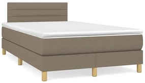 vidaXL Κρεβάτι Boxspring με Στρώμα &amp; LED Taupe 120x190 εκ. Υφασμάτινο