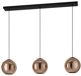 Φωτιστικό Οροφής - Ράγα Cordoba 390095 125,5x24,5x150cm 3xE27 40W Black-Copper Eglo Ατσάλι,Γυαλί