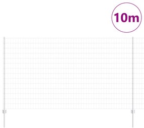 vidaXL Ευρωπαϊκό Φράχτη με 10 Πόλους Ασημί 1,4x10 μ Χάλυβας