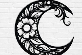 Intra απο ξύλο plywood 3mm-4mm πάχος - Floral Moon Wall Art Laser Cut Δίασταση 40x50 cm INTRAFABR-119465970