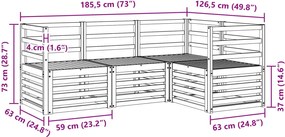 vidaXL Σετ Καναπέ 4 pcs Λευκό 185,5 x 126,5 x 73 εκ