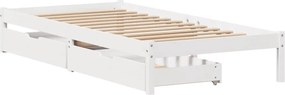 vidaXL Σκελετός Κρεβατιού Χωρίς Στρώμα Λευκό 100x200 εκ. Μασίφ Πεύκο