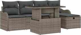 vidaXL Σετ Καναπέ Κήπου με μαξιλάρι 6 pcs Γκρι Πολυ ράταν