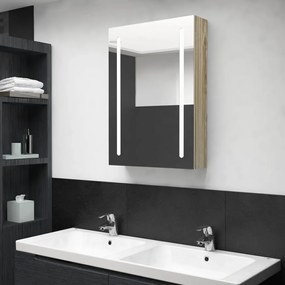 Καθρέφτης Μπάνιου με Ντουλάπι &amp; LED Χρώμα Δρυός 50x13x70 εκ.