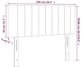vidaXL Κεφαλάρι Κρεβατιού LED Ανοιχτό Γκρι 100x5x78/88 εκ. Βελούδινο