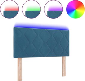vidaXL LED κεφαλάρι Σκούρο Μπλε 100 cm Βελούδο