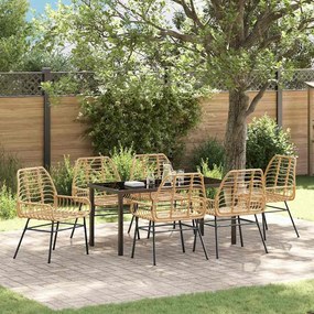 vidaXL Σέτ φαγητού για κήπο 7 pcs Καφέ συνθετικό ρατάν