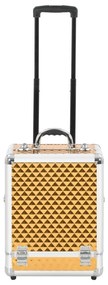 vidaXL Βαλίτσα Μακιγιάζ Τρόλεϊ Χρυσή 35x29x45 εκ. από Αλουμίνιο