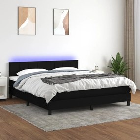 ΚΡΕΒΑΤΙ BOXSPRING ΜΕ ΣΤΡΩΜΑ &amp; LED ΜΑΥΡΟ 180X200 ΕΚ. ΥΦΑΣΜΑΤΙΝΟ 3133175