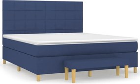 vidaXL Κρεβάτι Boxspring με Στρώμα Μπλε 160x200 εκ. Υφασμάτινο