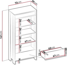 Βιβλιοθήκη Spot 1S - 72.00Χ38.00Χ161.00cm
