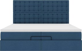 vidaXL Οθωμανικό κρεβάτι με στρώματα μπλε 200x200cm ύφασμα