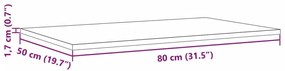 Επιφάνεια Τραπεζιού Ορθογώνια 80x50x1,7 εκ. Μασίφ Ξύλο Πεύκου - Καφέ