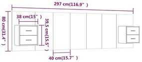 vidaXL Κεφαλάρι Κρεβατιού με Κομοδίνα Γκρι Sonoma Επεξεργασμένο Ξύλο