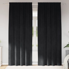 vidaXL Κουρτίνες με κουρτίνες 2 pcs Μαύρο 140 x 245 cm Βελούδο