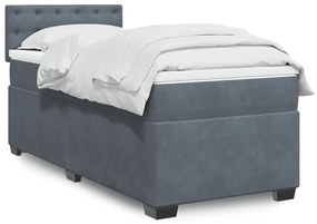 vidaXL Κρεβάτι Boxspring με Στρώμα Σκούρο Γκρι 90x190 εκ. Βελούδινο