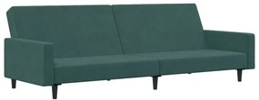 vidaXL Καναπές Κρεβάτι Διθέσιος με Υποπόδιο Σκούρο Πράσινο Βελούδινος