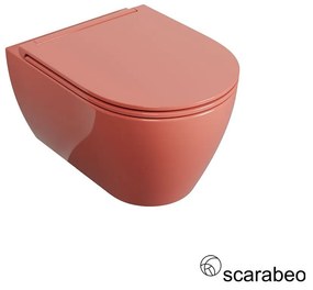 Scarabeo Glam Λεκάνη Κρεμαστή Rimless με σύστημα πλύσης Twist & κάλυμμα αποσπώμενο Slim Soft Close Peach Glossy