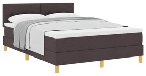 vidaXL Κρεβάτι με Στρώμα Σκούρο Καφέ 140x190 cm Υφάσματος