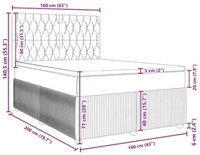 Κρεβάτι Boxspring με Στρώμα Μπλε 160x200 εκ. Υφασμάτινο - Μπλε