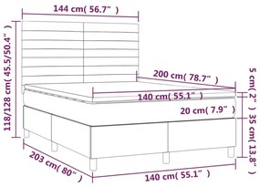 Κρεβάτι Boxspring με Στρώμα Κρεμ 140x200 εκ. Υφασμάτινο - Κρεμ