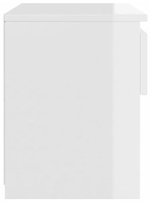 Κομοδίνα 2 τεμ. Γυαλιστερό Λευκό 40 x 30 x 39 εκ. Μοριοσανίδα - Λευκό