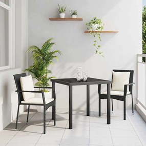 vidaXL Σετ Δείπνου Κήπου 3 pcs Μαύρο 80 x 80 x 73 εκ PE Ρατάν