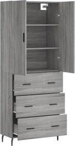 vidaXL Ντουλάπι Γκρι Sonoma 69,5 x 34 x 180 εκ. Επεξεργασμένο Ξύλο