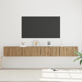 vidaXL Σετ επίπλου τηλεόρασης με αποθήκευση με πόρτα 4 pcs Χειροποίητη δρυς
