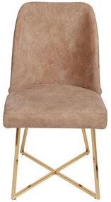 Καρέκλα Madrid (Σετ 4Τμχ) 974NMB1217 50x49x90cm Brown-Gold Μέταλλο,Ύφασμα,Τεχνόδερμα