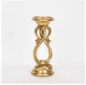 Κηροπήγιο Πολυρεσίν Χρυσό 11x11x27cm 752-26041 Estheti-752-26041-Χρυσό 752-26041
