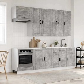 vidaXL Μονάδα κουζίνας PORTO 8 pcs Γκρι Σκυροδέματος