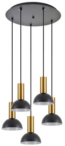 Φωτιστικό Οροφής  SE21-GM-4-5BL-MS3 ADEPT TUBE Gold Matt Pendant Black Metal Shade+ - 51W - 100W - 77-8650