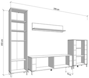 Σύνθετο σαλονιού DURHAM AH σε Artisan Oak 299x40x193εκ. 299x40x193 εκ.