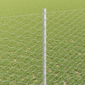vidaXL Εξωτερική εξάγωνη περίφραξη με στήλη 25 x 1,4 μ Ασημί Δίχτυ