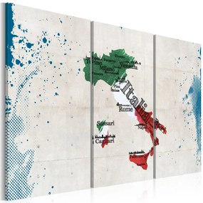 Πίνακας - Map of Italy - triptych 60x40