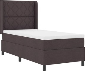 vidaXL LED Κρεβάτι με βάθρο Σκούρο Καφέ 100 x 200 cm ύφασμα