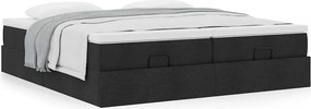 vidaXL Οθωμανικό κρεβάτι με στρώματα Μαύρο 180x200cm Ύφασμα