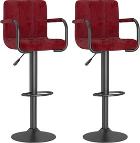 vidaXL Σκαμπό Μπαρ 2 τεμ. Μπορντό Βελούδινα