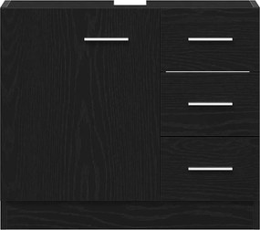 vidaXL Ντουλάπι Νιπτήρα Μαύρο Δρυς 63x30x54 εκ. από Τεχνητό Ξύλο