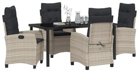 vidaXL Σέτ φαγητού για κήπο 5 pcs Ανοιχτό γκρι συνθετικό ρατάν