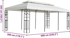vidaXL Κιόσκι με Διπλή Οροφή Λευκό 6 x 3 μ. από Ατσάλι