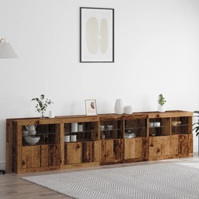 vidaXL Μπουφές με LED Φώτα Παλιού Ξύλου 283x37x67 cm Κατασκευασμένο Ξύλο