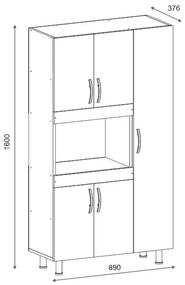 Ντουλάπα κουζίνας Defne σε λευκή απόχρωση  89x37.5x160εκ 89x37.5x160 εκ.