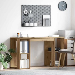 vidaXL Γραφείο με Αποθήκευση με ράφι artisan δρυς 130 x 50.5 x 75 εκ.