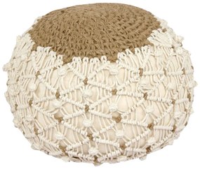 Σκαμπό-πουφ Boha Inart γιούτα σε κίτρινη και λευκή απόχρωση Φ40x30εκ Υλικό: 70%  COTTON - 30%  JUTE 302-000031